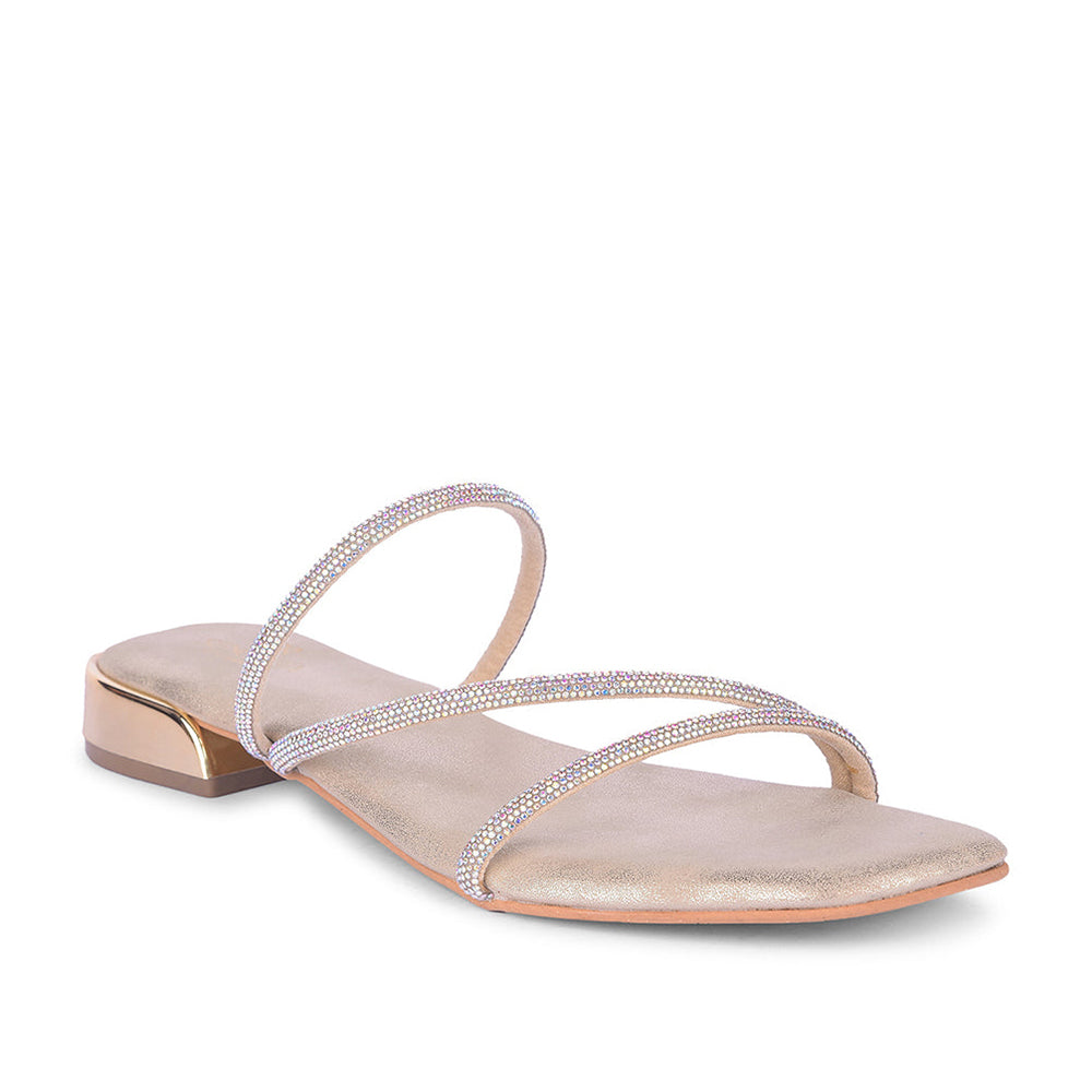 Senorita Golden Flat Sandal For Women AMG-32  By Liberty