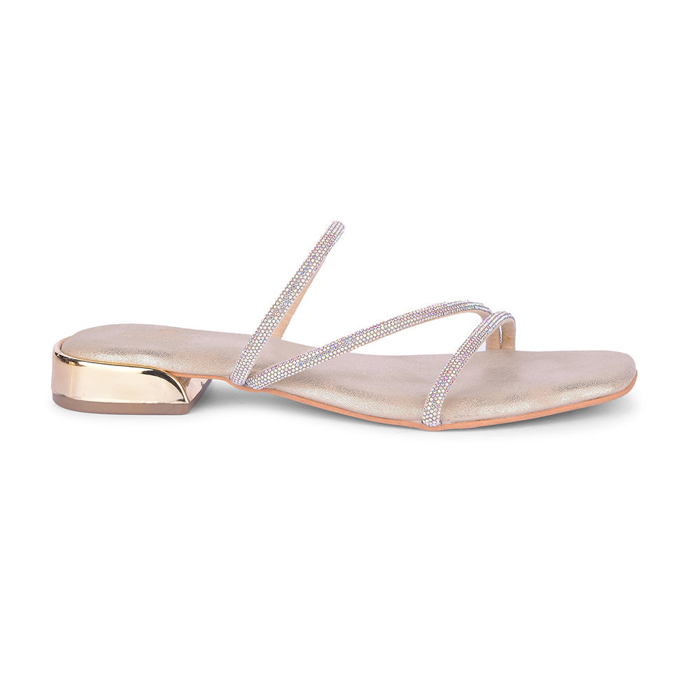 Senorita Golden Flat Sandal For Women AMG-32  By Liberty