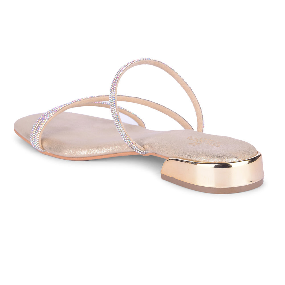 Senorita Golden Flat Sandal For Women AMG-32  By Liberty