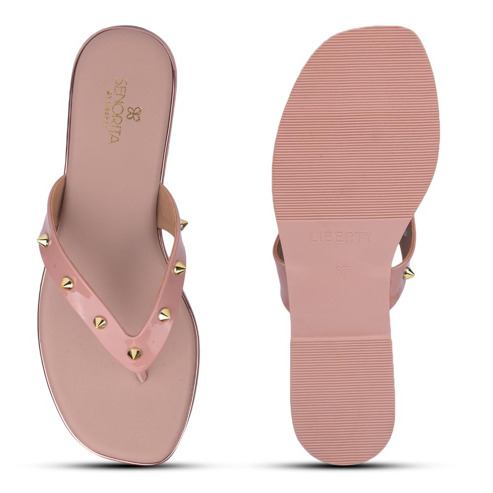 Senorita Casual Peach Flat Slippers For Women STY-48E By Liberty