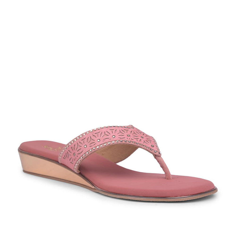 Senorita Casual Peach Flat Slippers For Women STY-49E By Liberty