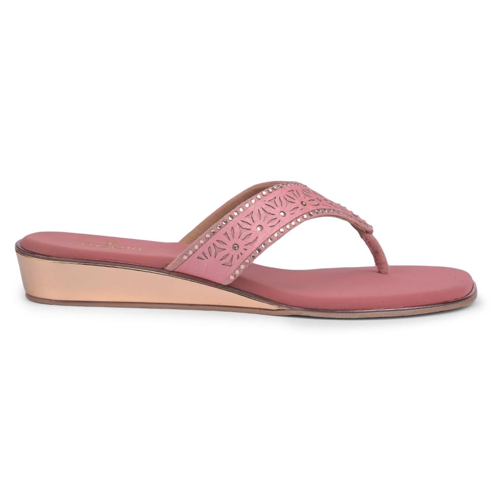 Senorita Casual Peach Flat Slippers For Women STY-49E By Liberty