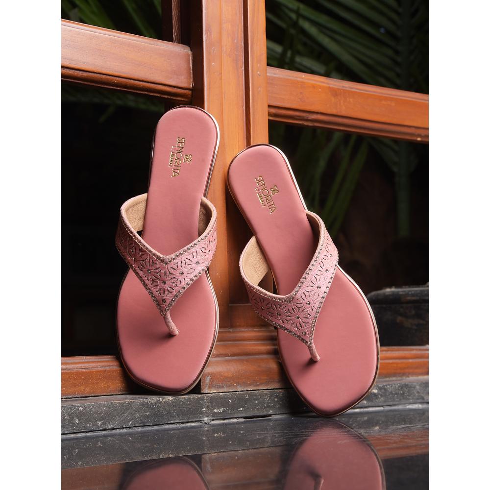 Senorita Casual Peach Flat Slippers For Women STY-49E By Liberty