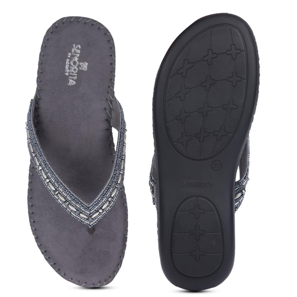 Senorita By Liberty Women STY-38 Grey Ethnic Sandal