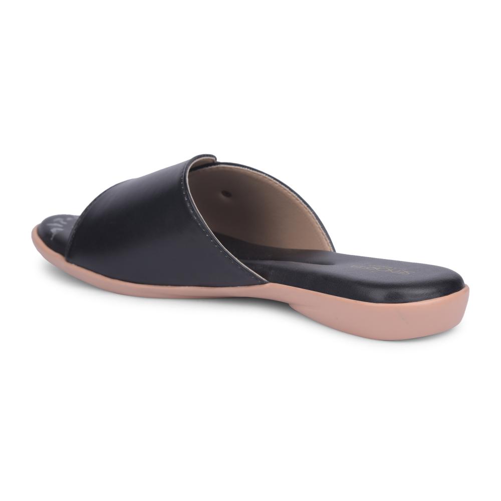 Senorita Formal Black Flat Slippers For Women MK-238E By Liberty