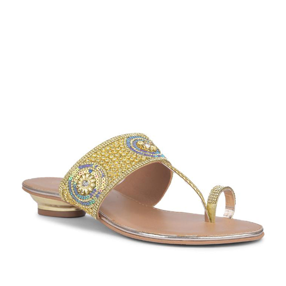 Senorita By Liberty Women STY-87 Golden Ethnic Slippers