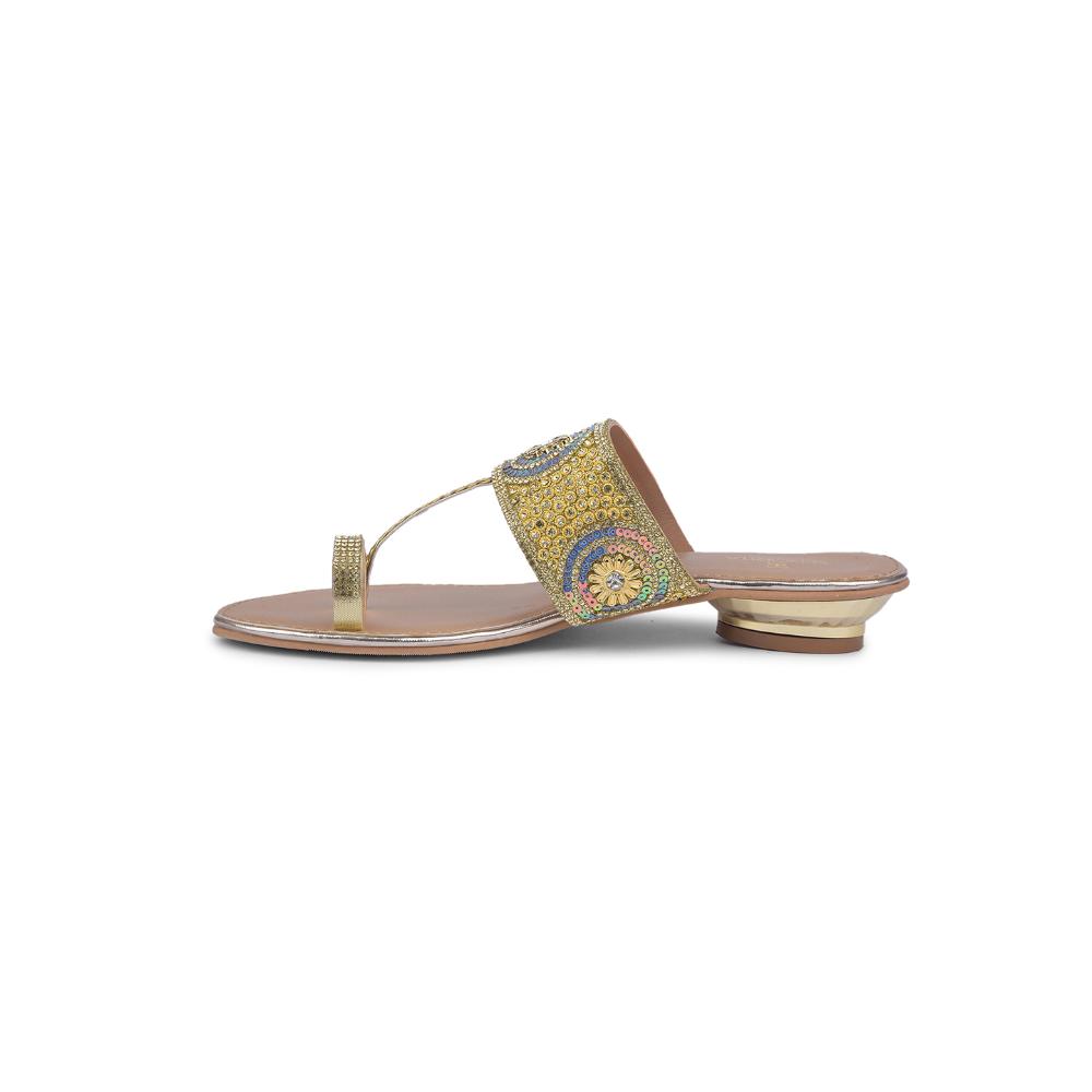 Senorita By Liberty Women STY-87 Golden Ethnic Slippers