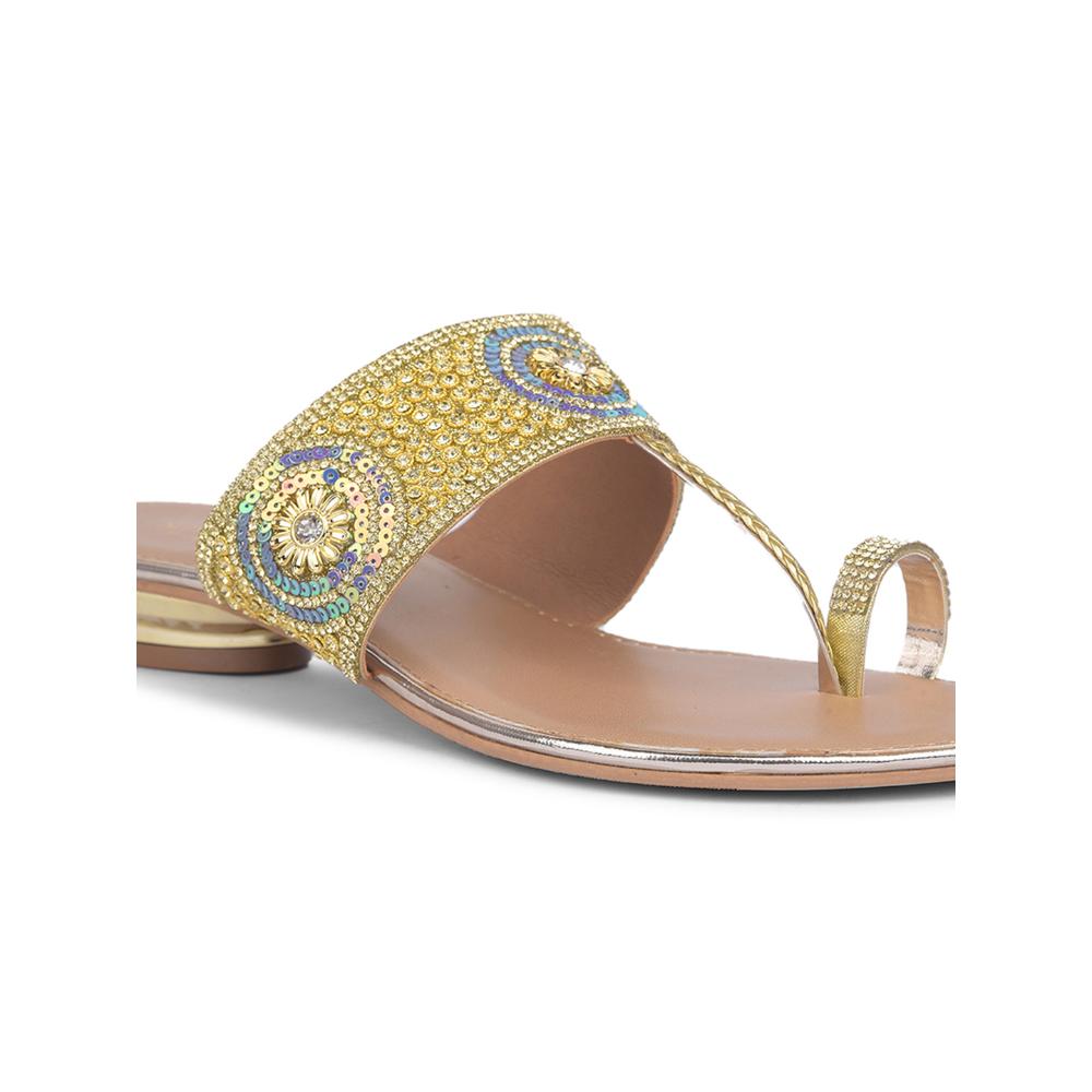 Senorita By Liberty Women STY-87 Golden Ethnic Slippers