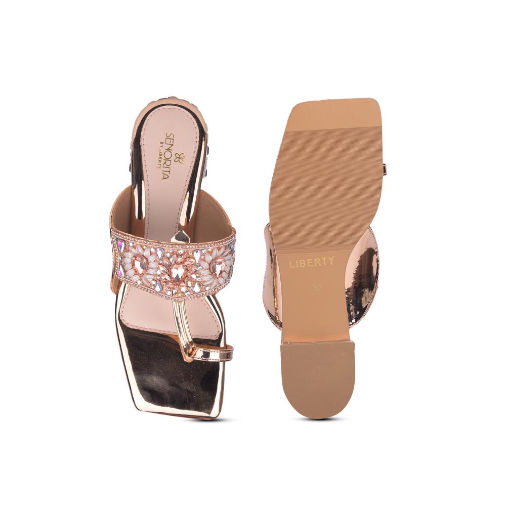 Senorita By Liberty Women STY-76 Golden Ethnic Slippers