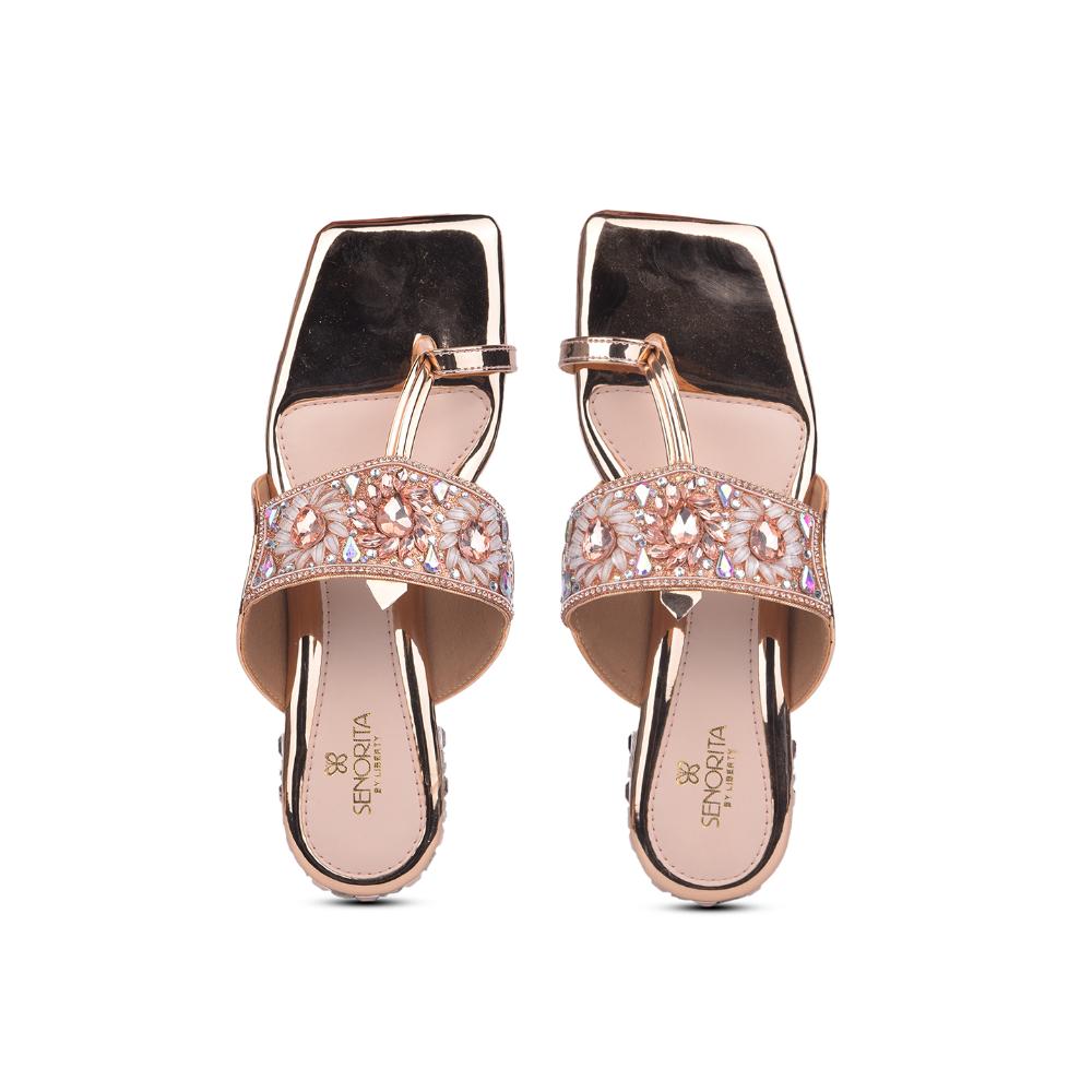 Senorita By Liberty Women STY-76 Golden Ethnic Slippers