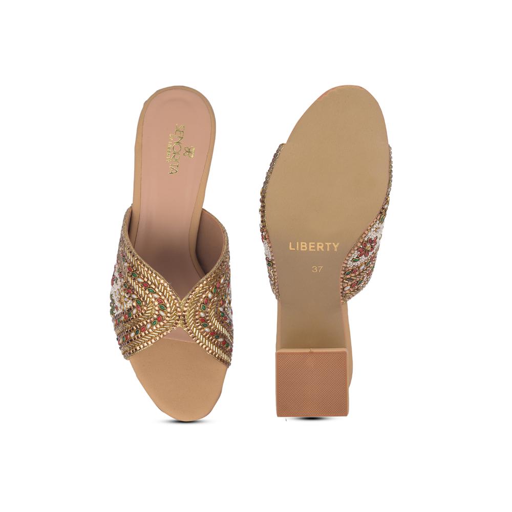 Senorita By Liberty Women STY-89 Golden Ethnic Slippers