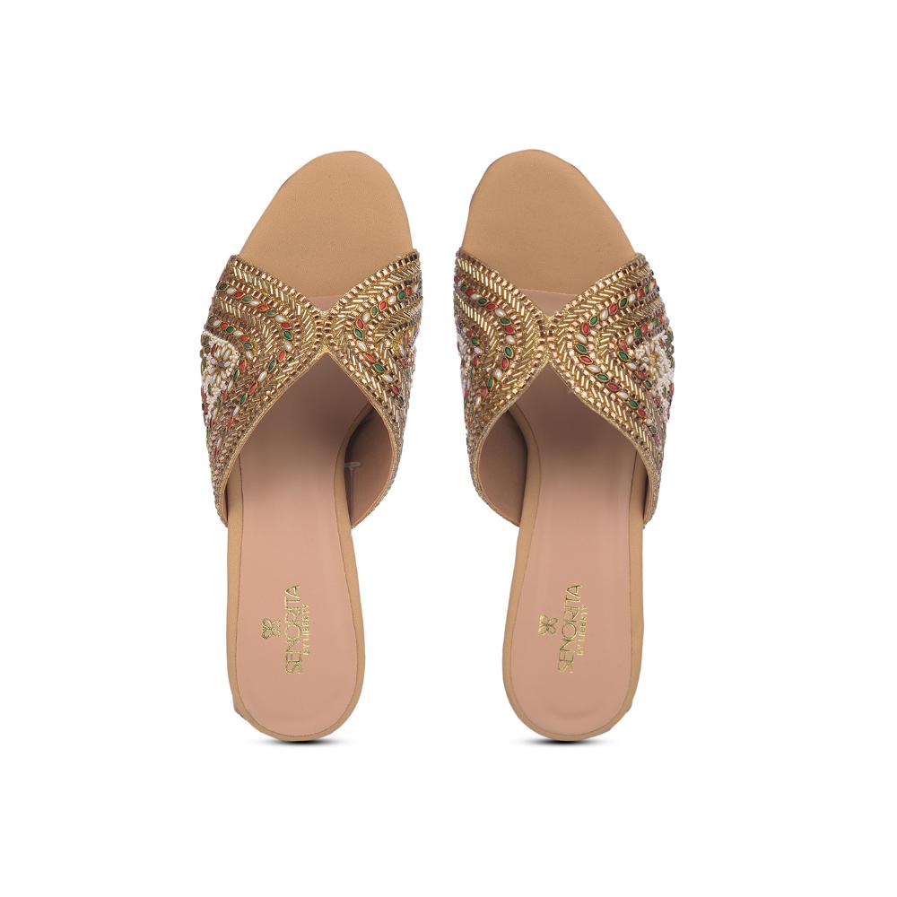 Senorita By Liberty Women STY-89 Golden Ethnic Slippers