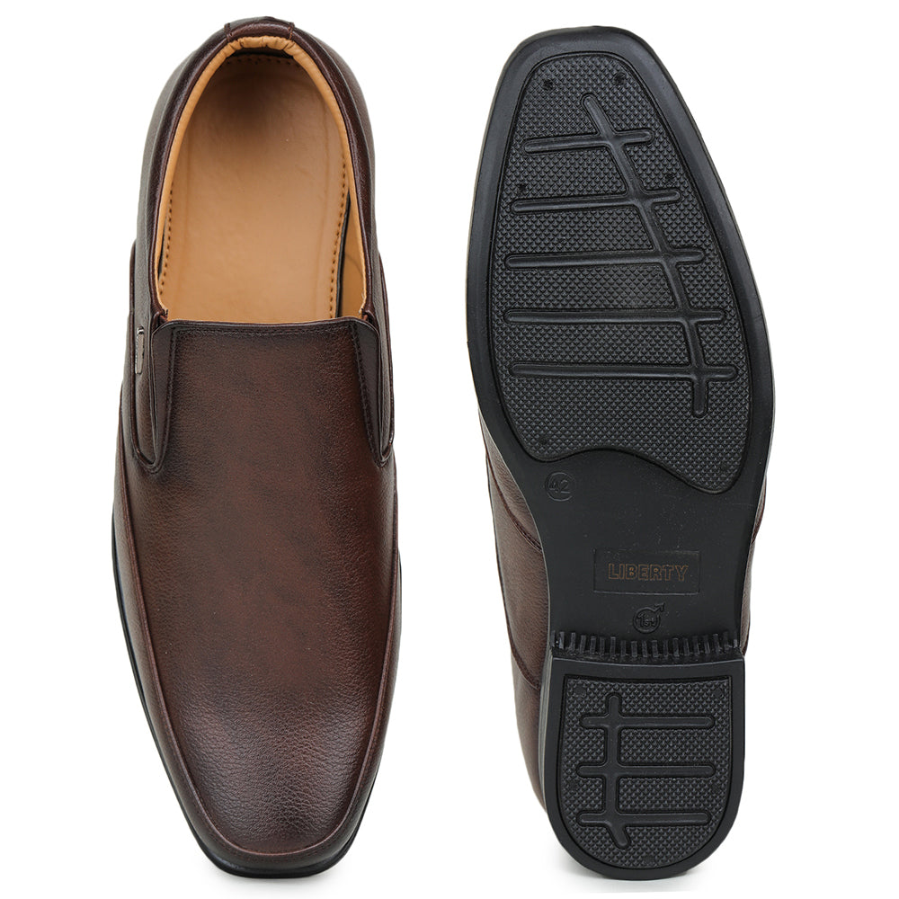 Fortune (Brown) Formal Slip on Shoes For Men Uvl-34 By Liberty