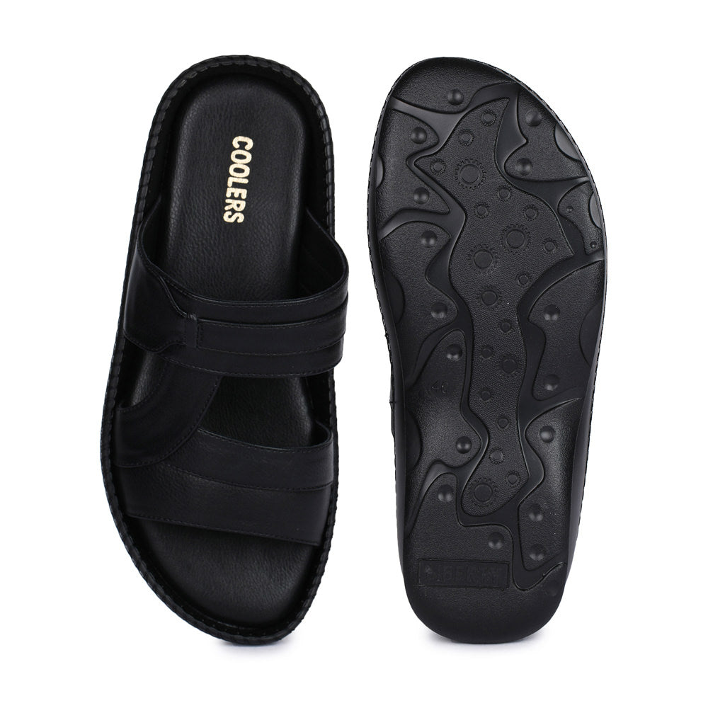 Coolers Casual (Black) Slippers For Men K2-1 By Liberty