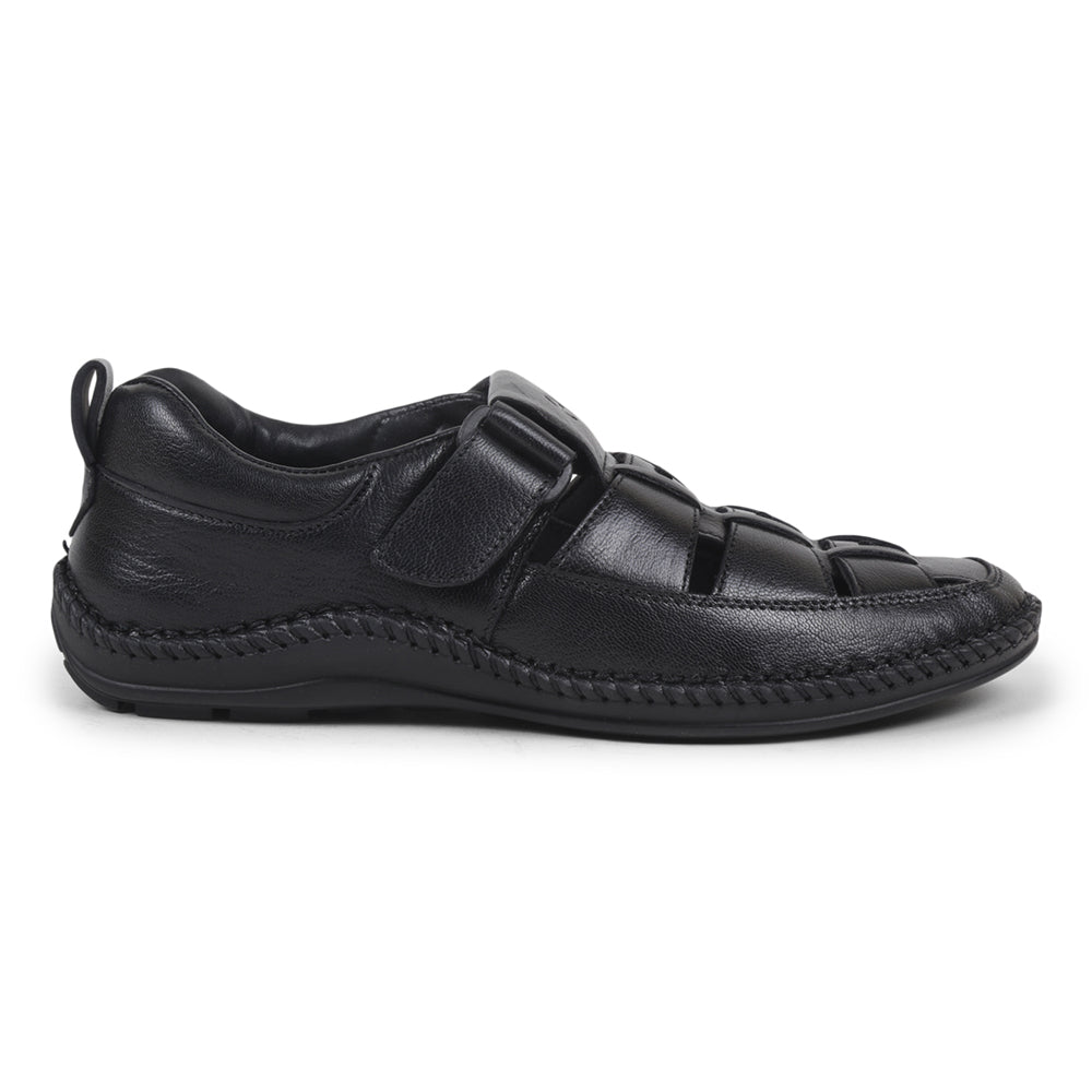 Healers Casual Black Sandal For Men VCL-39 By Liberty