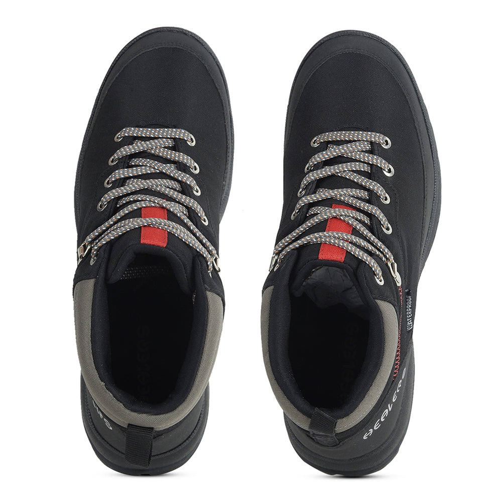 Healers Sports Trekking Black Lacing Shoes For Men RACE-1 By Liberty