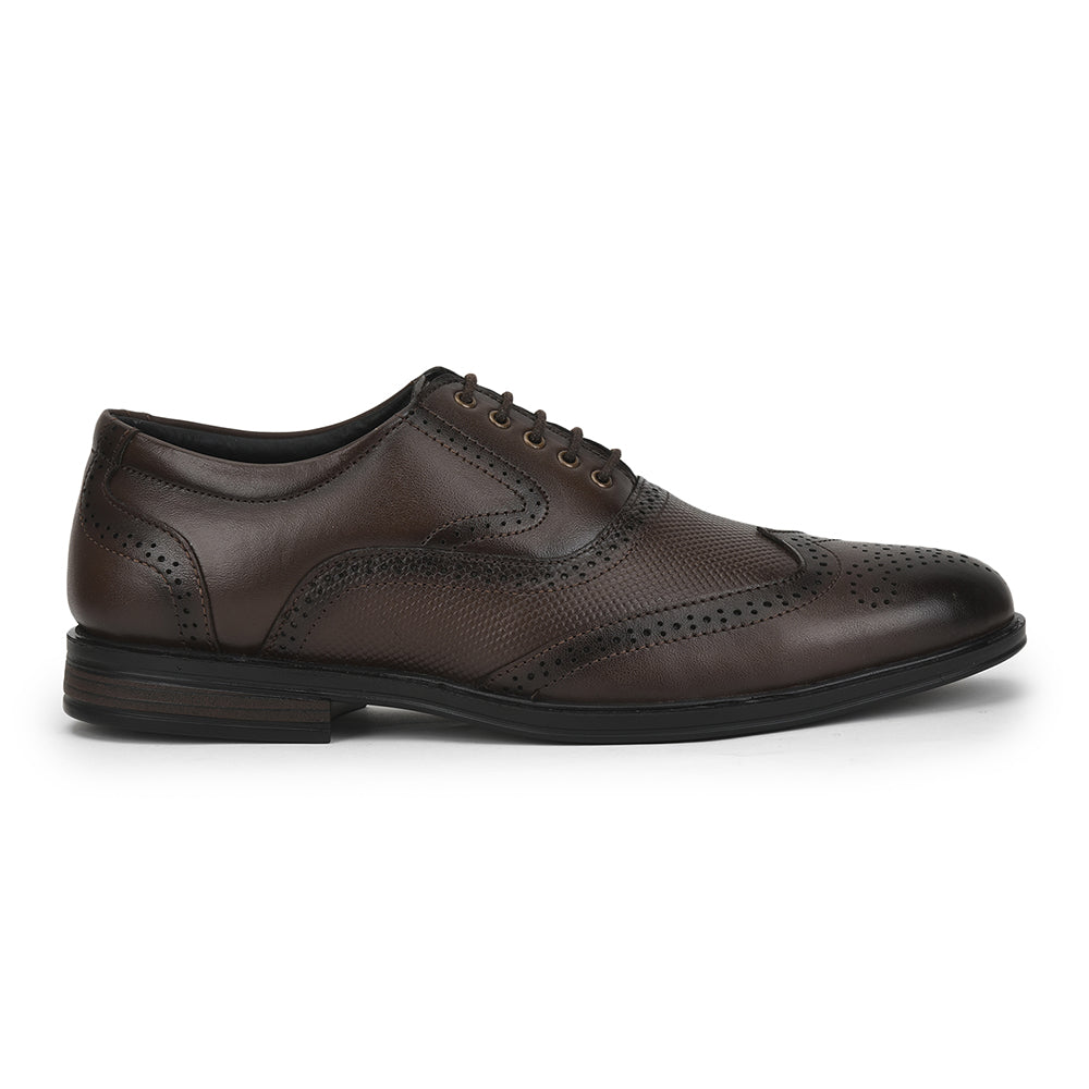 Fortune Formal Brown Lacing Brogue Shoes For Men HOL-125E By Liberty