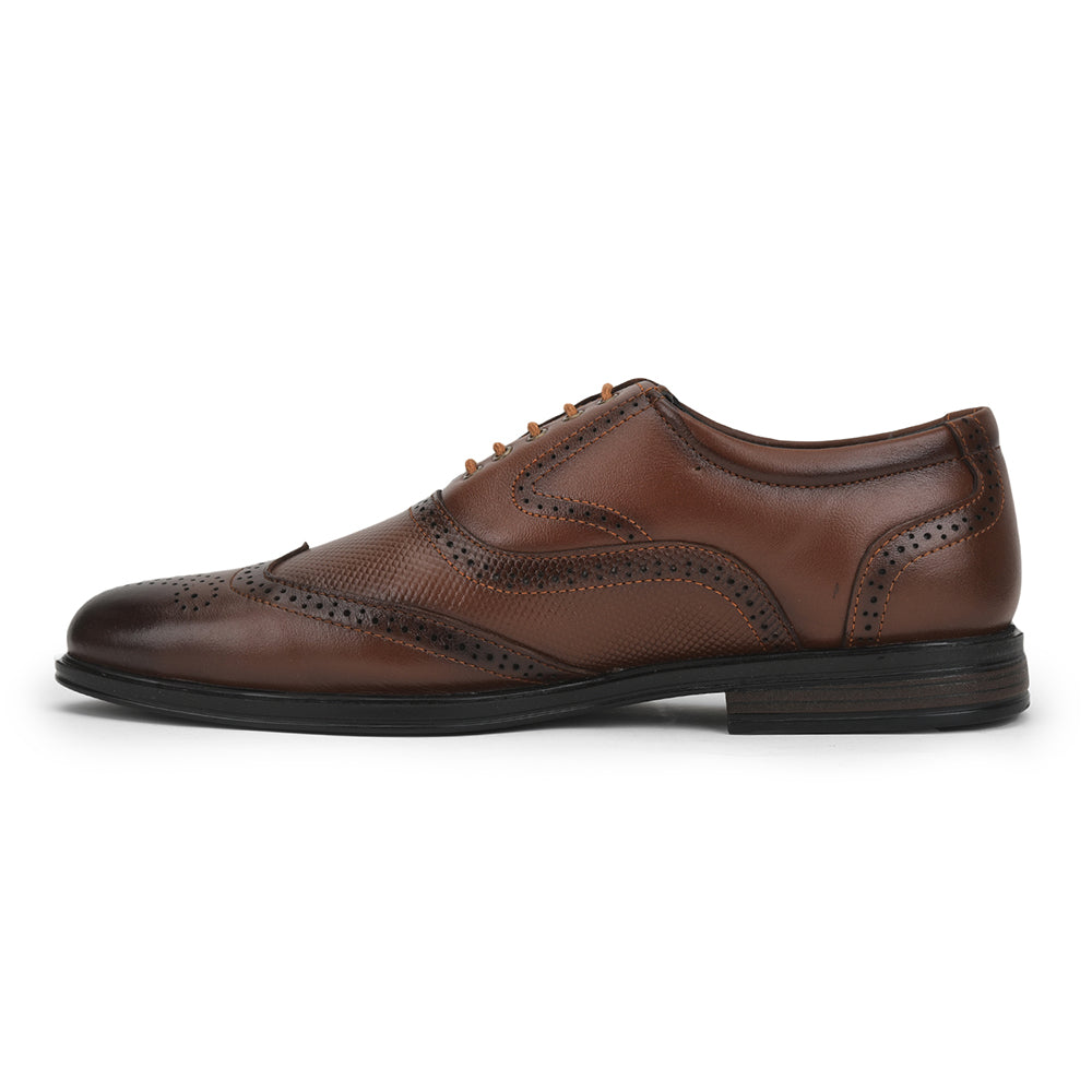 Fortune Formal Tan Lacing Brogue Shoes For Men HOL-125E By Liberty