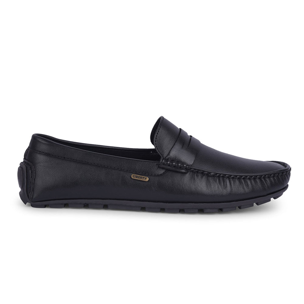 Fortune Non-Lacing Black Casual Loafers For Men AVL-12 By Liberty