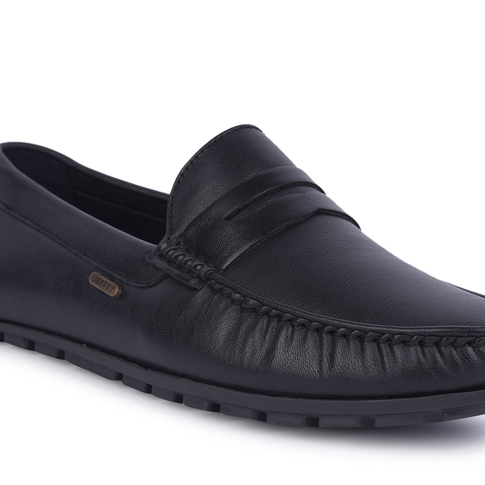 Fortune Non-Lacing Black Casual Loafers For Men AVL-12 By Liberty