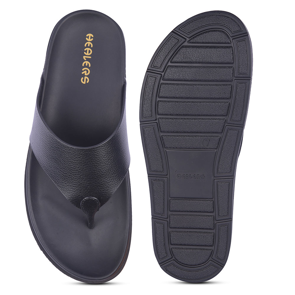 Healers Casual Black Slipper For Men MSL-3 By Liberty