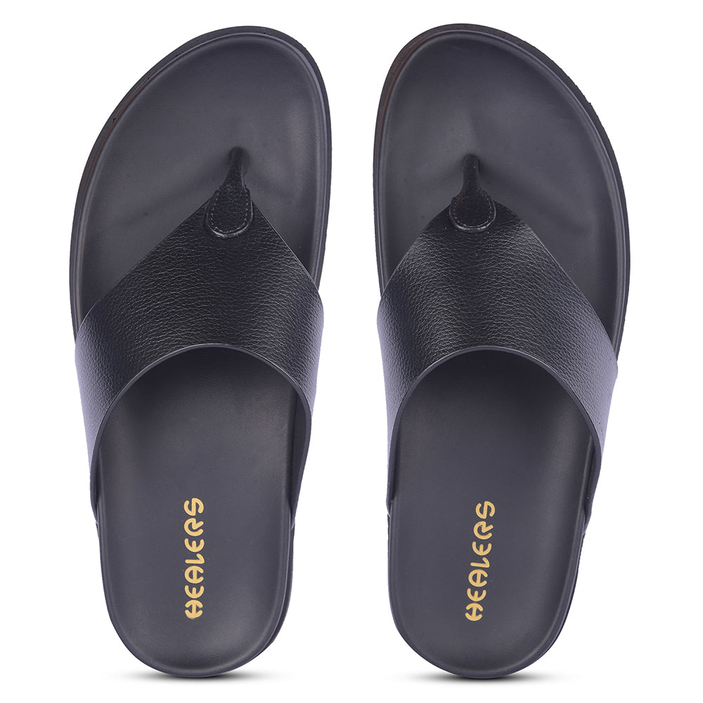 Healers Casual Black Slipper For Men MSL-3 By Liberty