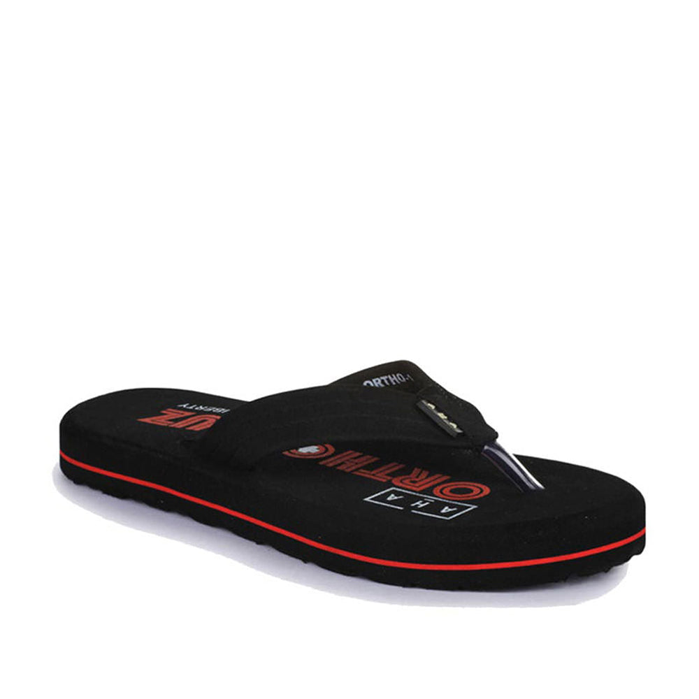 A-HA Casual Black Flip-Flops For Men ORTHO-1 By Liberty