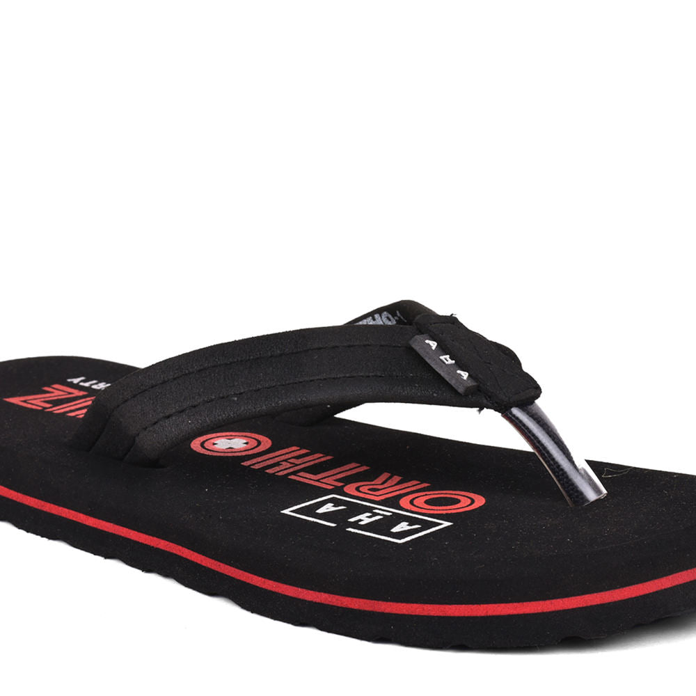 A-HA Casual Black Flip-Flops For Men ORTHO-1 By Liberty