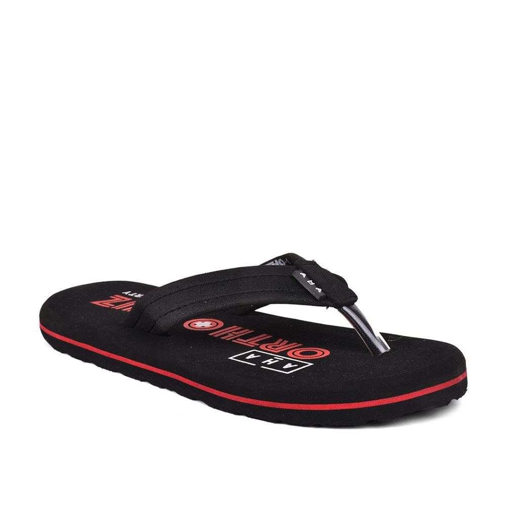 A-HA Casual Black Flip-Flops For Men ORTHO-1 By Liberty