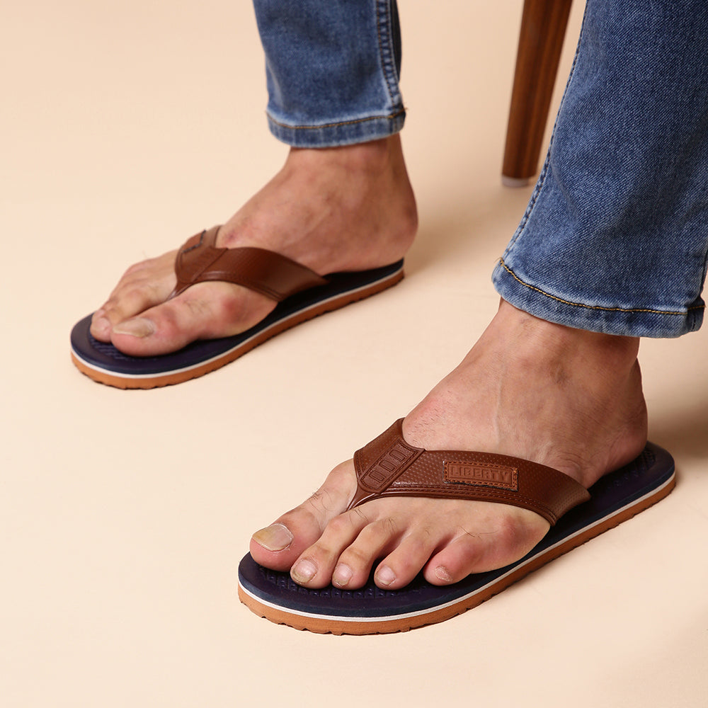 A-HA Casual Navy Blue Flip-Flops For Men HARRISON By Liberty