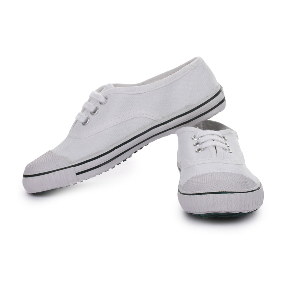 Prefect (White) Lacing PT School Shoes For Kids SKOOLTENIS By Liberty