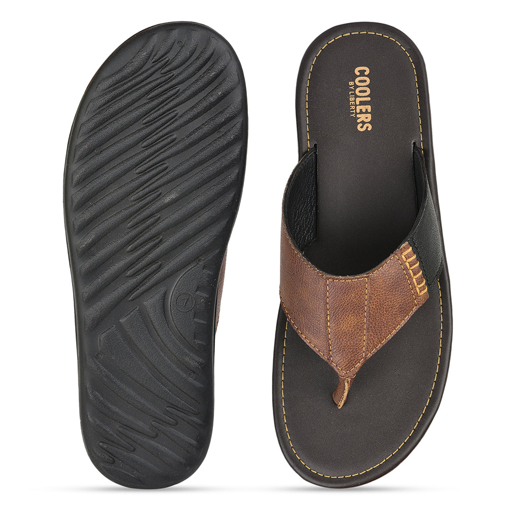 Coolers By Liberty AVN-13 Casual Tan Slippers & Flip-Flop For Men