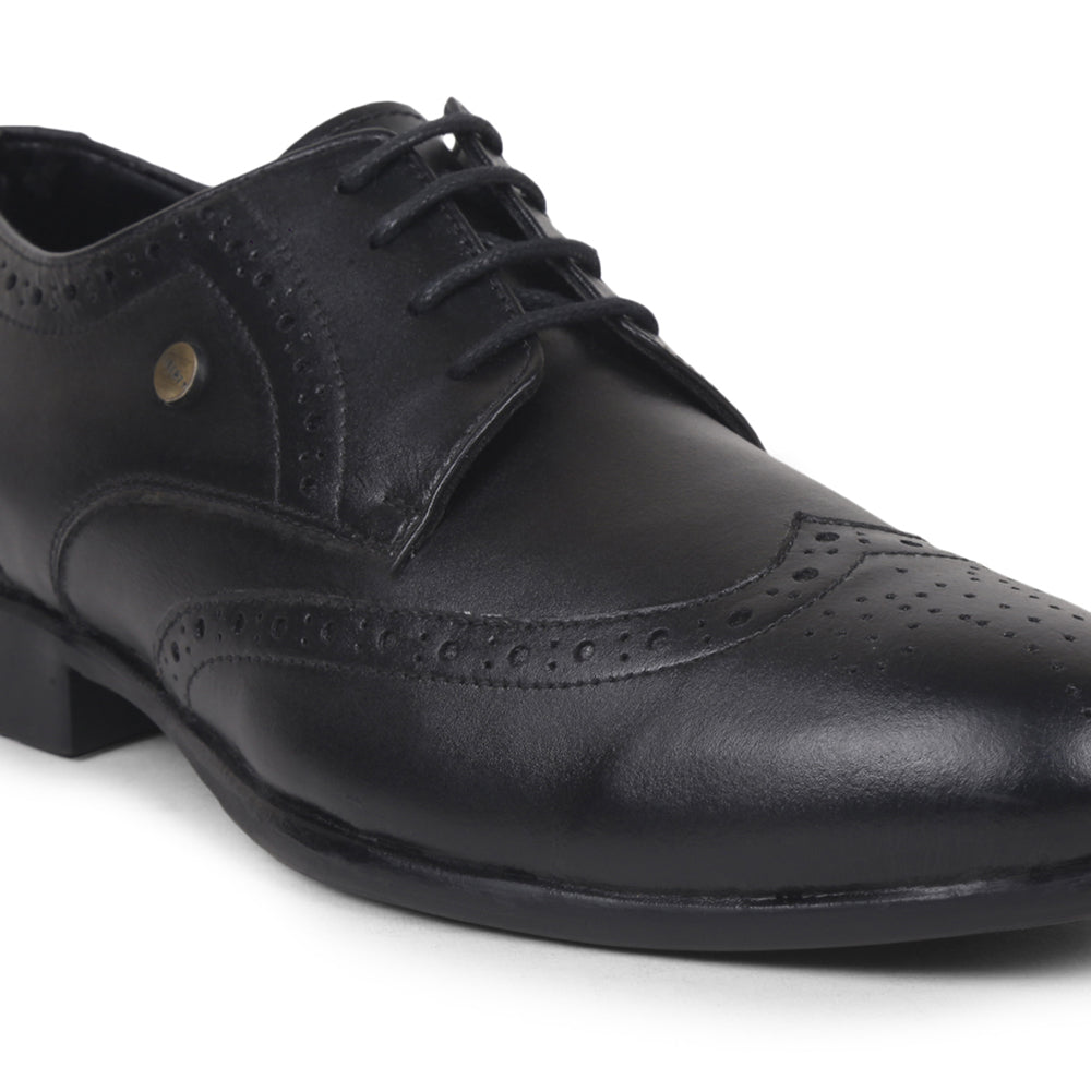 Fortune By Liberty Men BELGIUM1E Black Formal Brogue Lacing Shoes