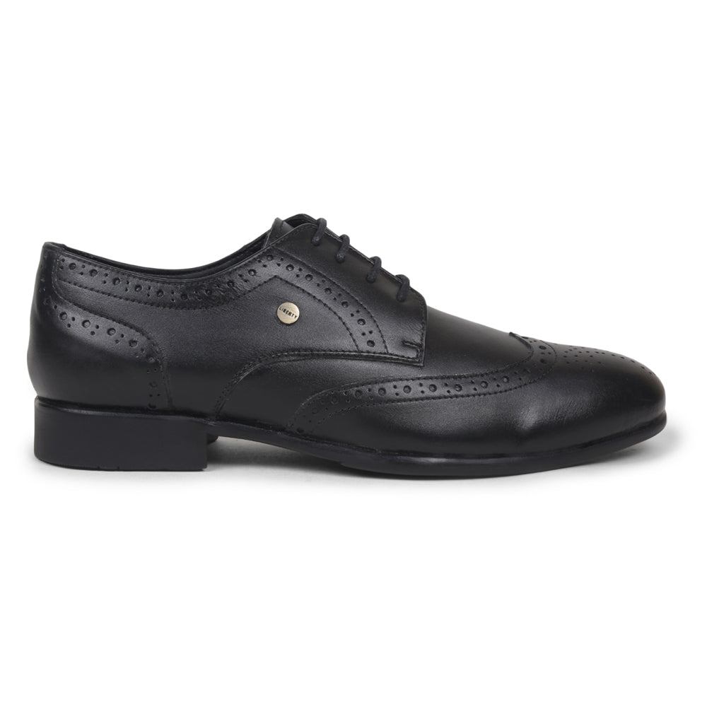 Fortune By Liberty Men BELGIUM1E Black Formal Brogue Lacing Shoes