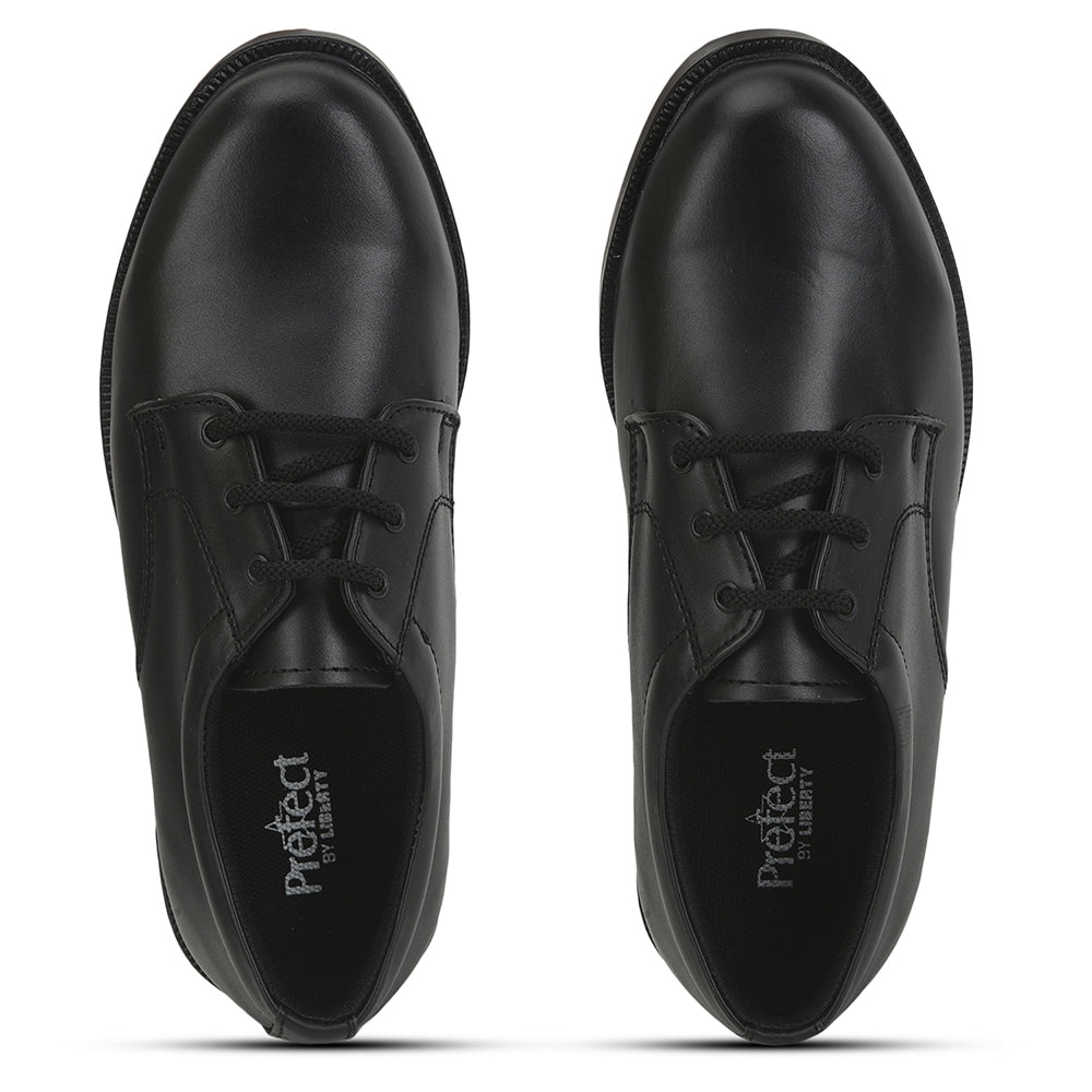 Prefect (Black) Lacing School Shoes For Kids S/BOY-LS By Liberty