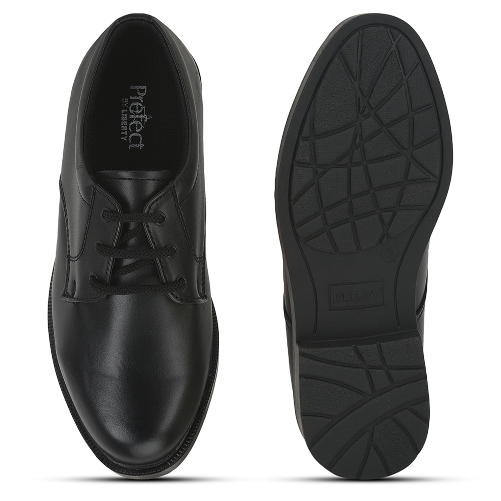 Prefect (Black) Lacing School Shoes For Kids S/BOY-LS By Liberty