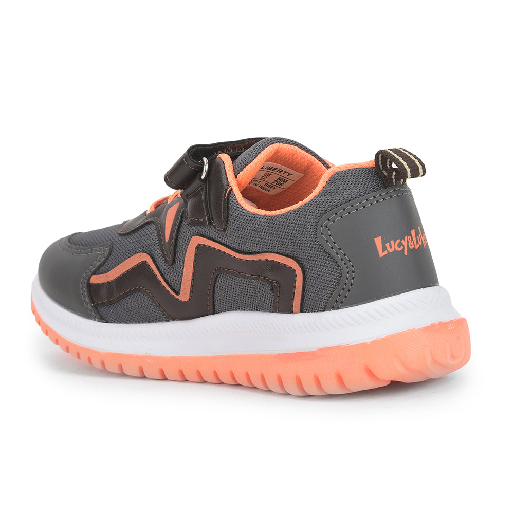 Lucy & Luke (Grey) Casual Non Lacing Shoes For Kids VIGOUR-1 By Liberty