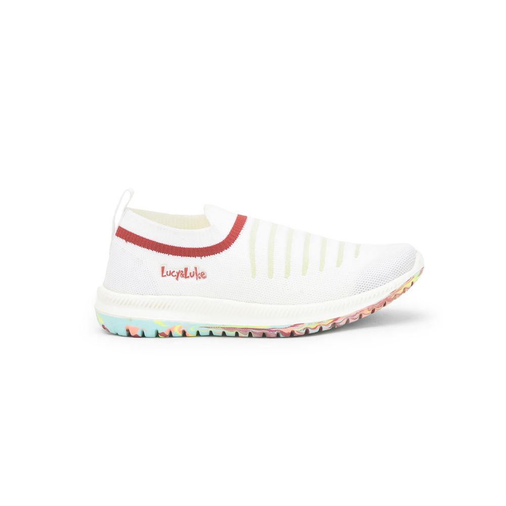 Lucy & Luke (White) Sports Non Lacing Shoes For Kids JAMIE-152E By Liberty