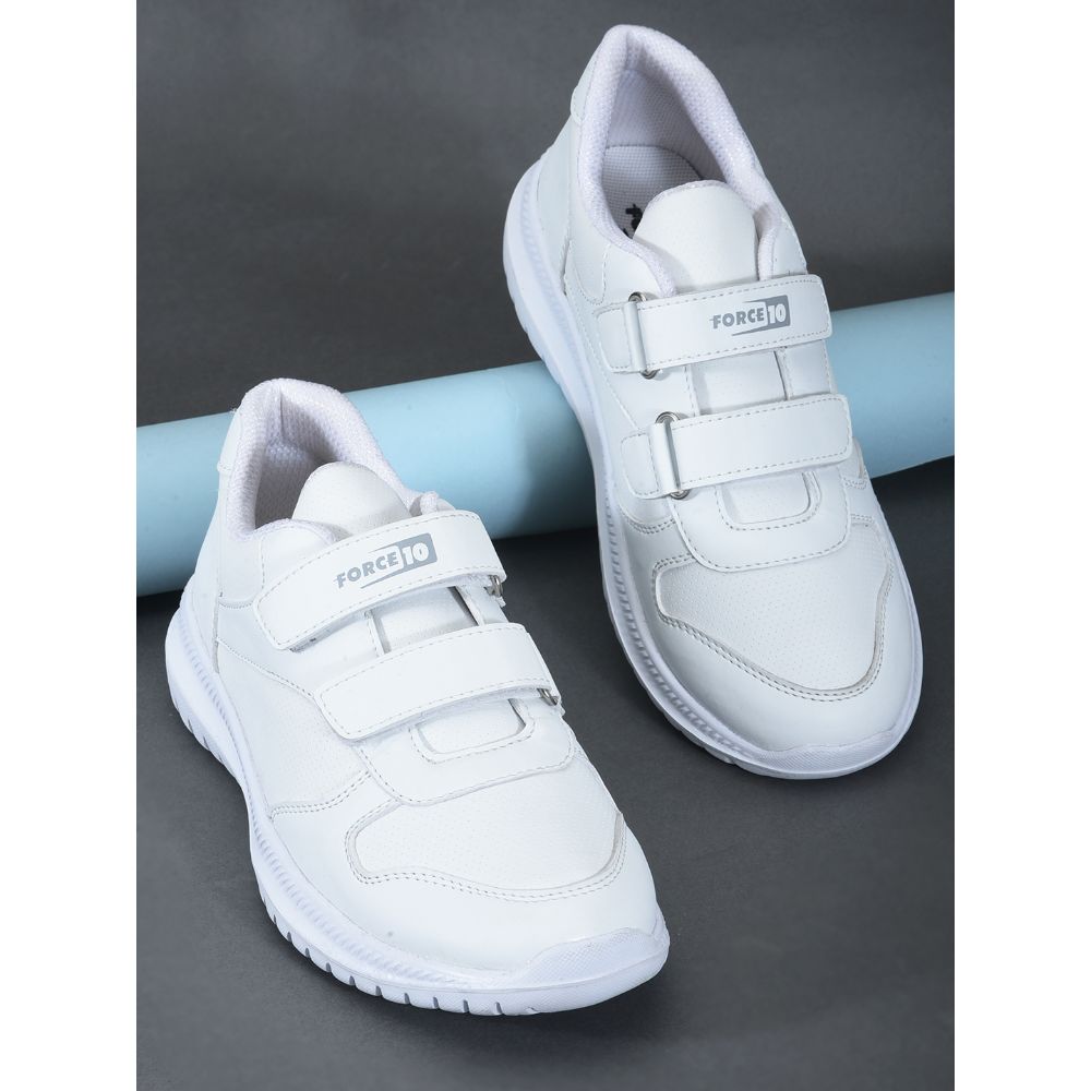 Force 1 School Non Lacing Shoes For Kids (White) SKOLPRO-V By Liberty