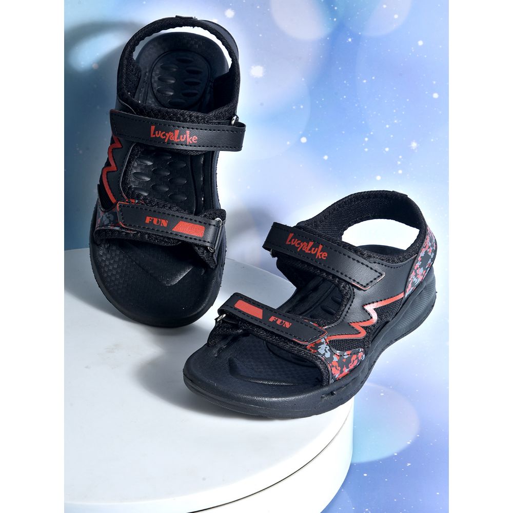 Lucy & Luke (Black) Casual Sandal For Kids LB167-1 By Liberty