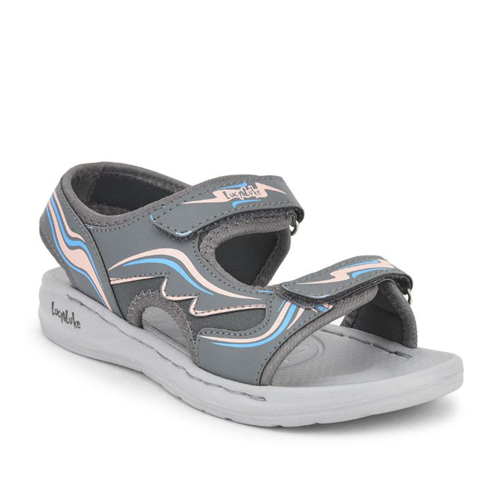 Lucy & Luke (Grey) Casual Sandal For Kids ROUTER-M By Liberty