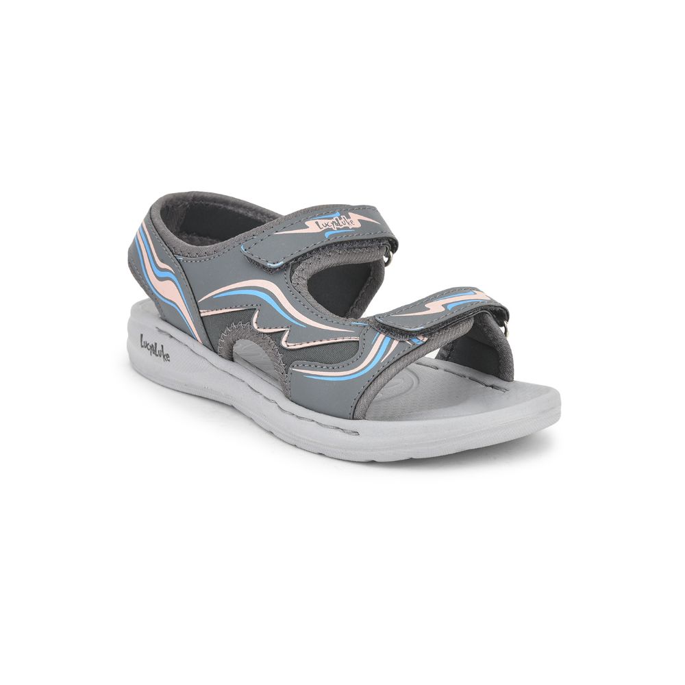 Lucy & Luke (Grey) Casual Sandal For Kids ROUTER-M By Liberty