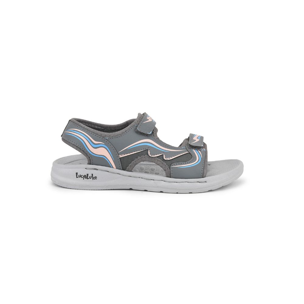 Lucy & Luke (Grey) Casual Sandal For Kids ROUTER-M By Liberty