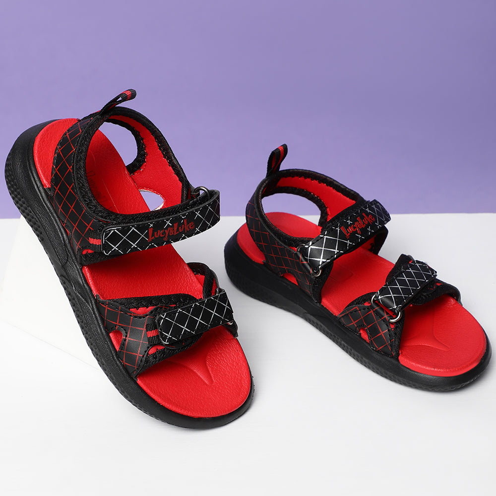 Lucy & Luke (Black) Casual Sandal For Kids HIPPO-4 By Liberty