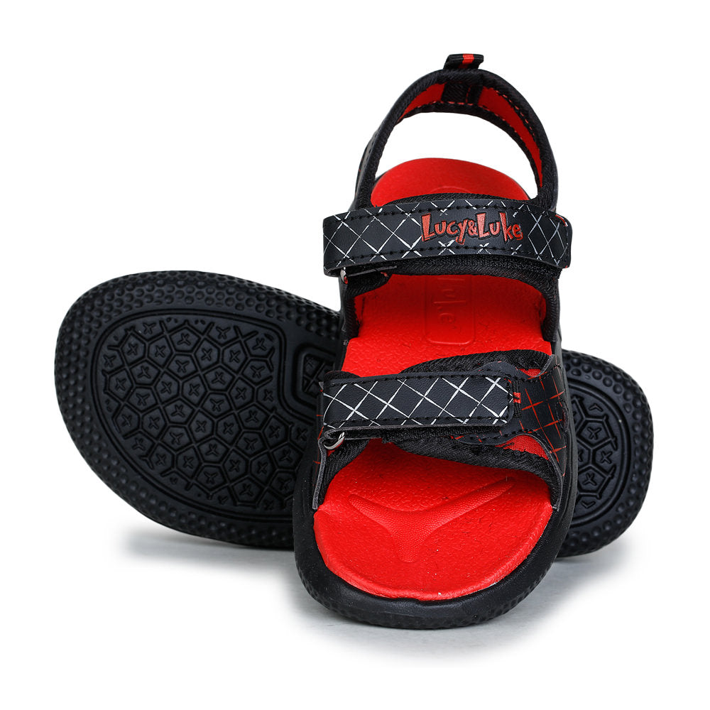 Lucy & Luke (Black) Casual Sandal For Kids HIPPO-4 By Liberty