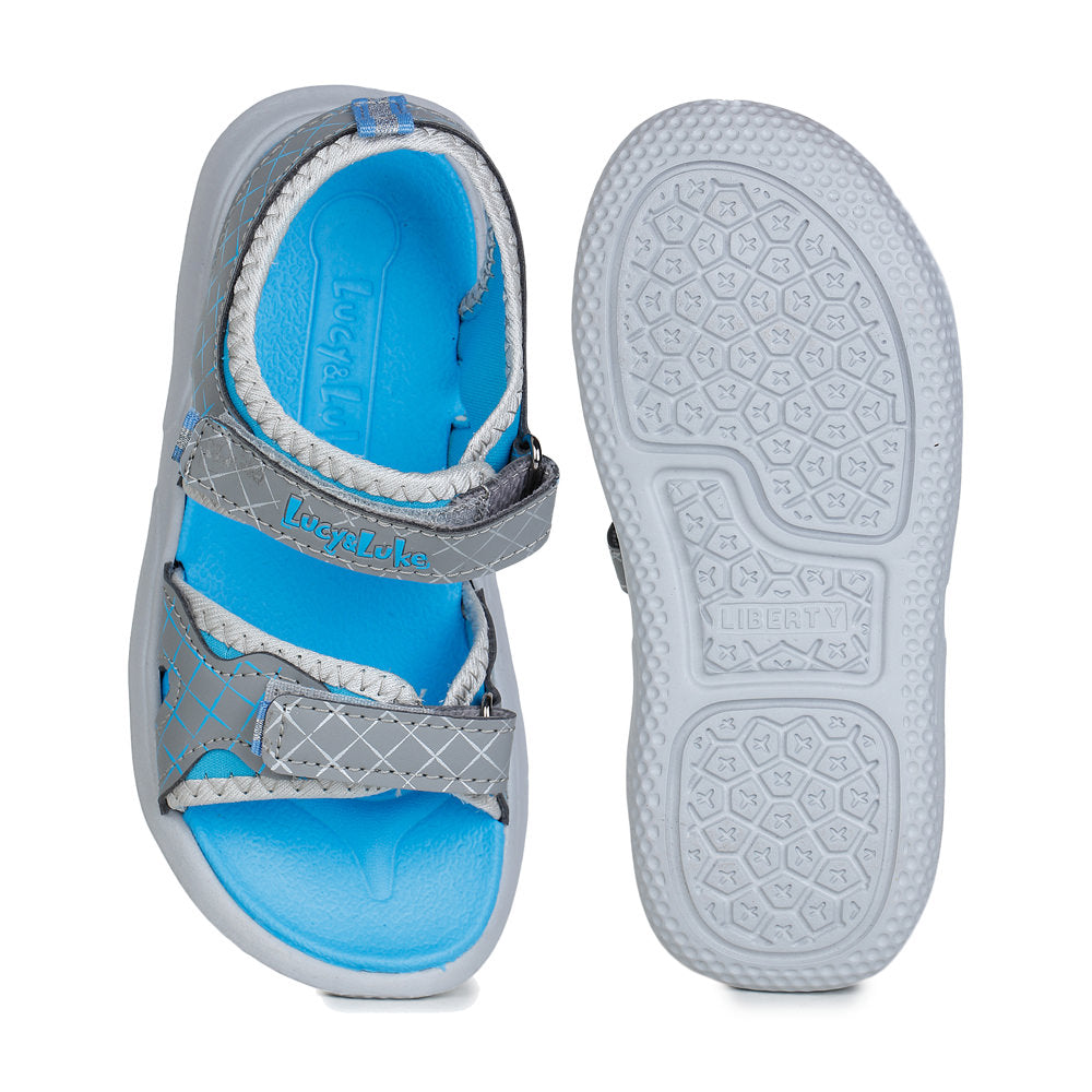 Lucy & Luke (Grey) Casual Sandal For Kids HIPPO-4 By Liberty