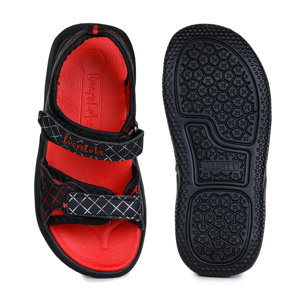 Lucy & Luke (Black) Casual Sandal For Kids HIPPO-4 By Liberty