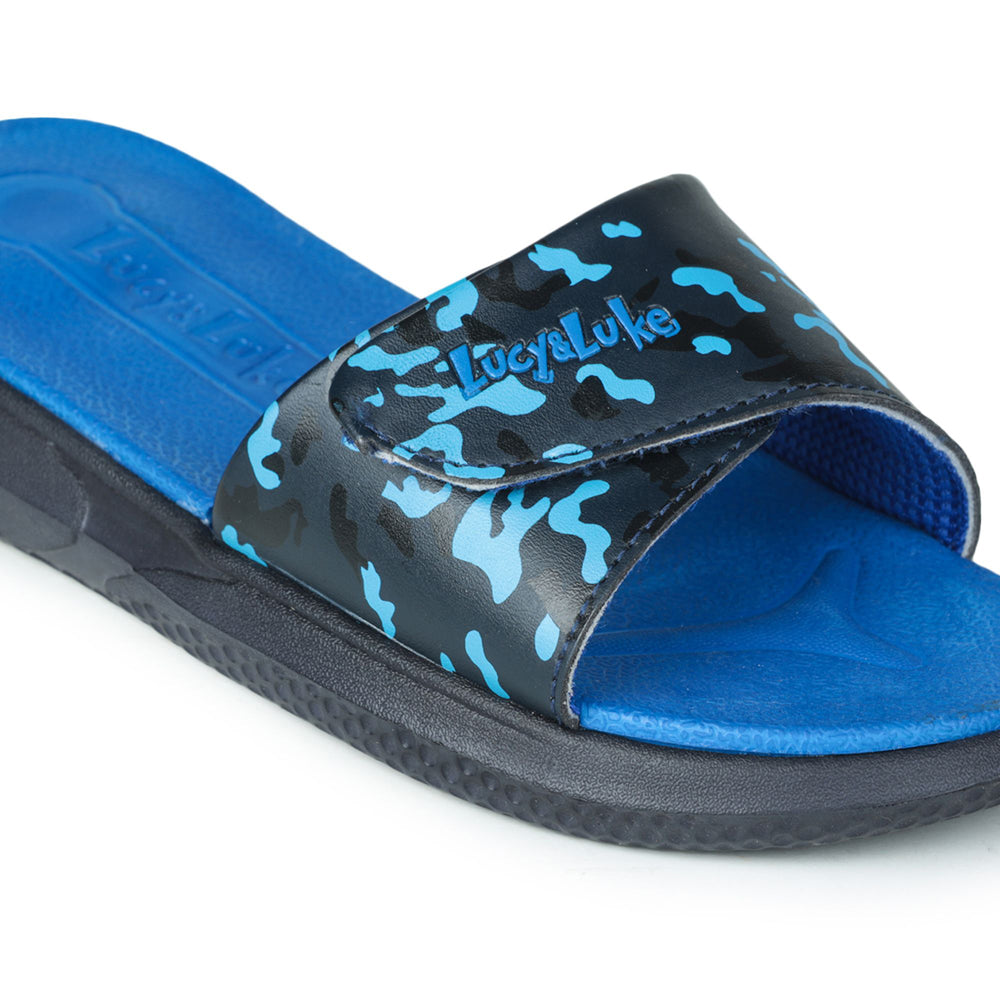 Lucy & Luke Casual Blue Slides For Kids HIPPO-8TD By Liberty