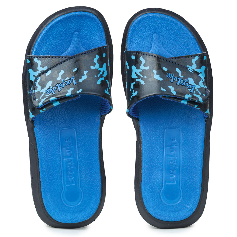 Lucy & Luke Casual Blue Slides For Kids HIPPO-8TD By Liberty