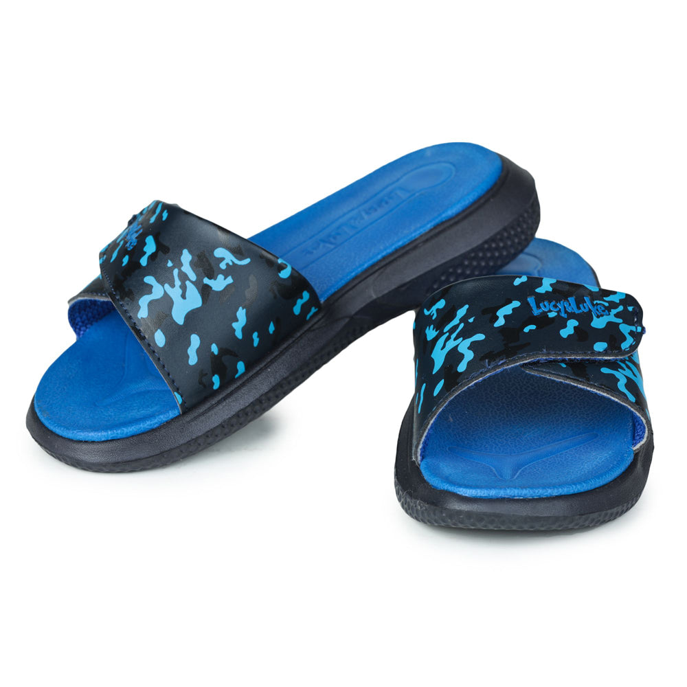 Lucy & Luke Casual Blue Slides For Kids HIPPO-8TD By Liberty